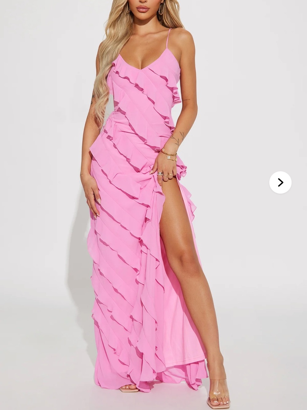 Ruffle Slit Leg Maxi Dress